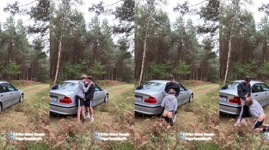 German twink gives stepbro a wild outdoor blowjob with 24cm of meat