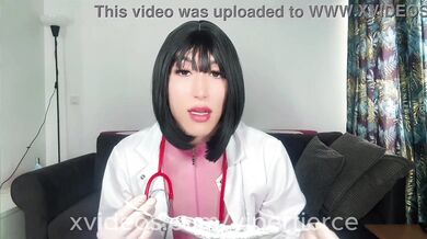 Watch as patient takes huge load from TS doctor in slow motion POV