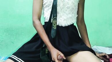 Cute indian femboy Fingerin her vergin ass in cute dress