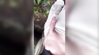 BWC Shemale Jerks and Cums Outdoors - Cadence Caliber Public Stroke Compilation