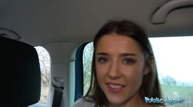 PublicAgent - shy brunette with perfect body has perfect pussy that gets soaked and creamy having public sex with stranger