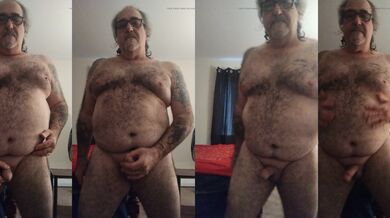 Nude polar bear playing