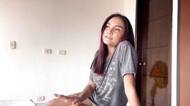 While my boyfriend is away, I take advantage of the opportunity to ride his best friend's big cock part 1 - Allison Sweet