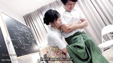 Teacher can't control her horny mind while she teaching in class room